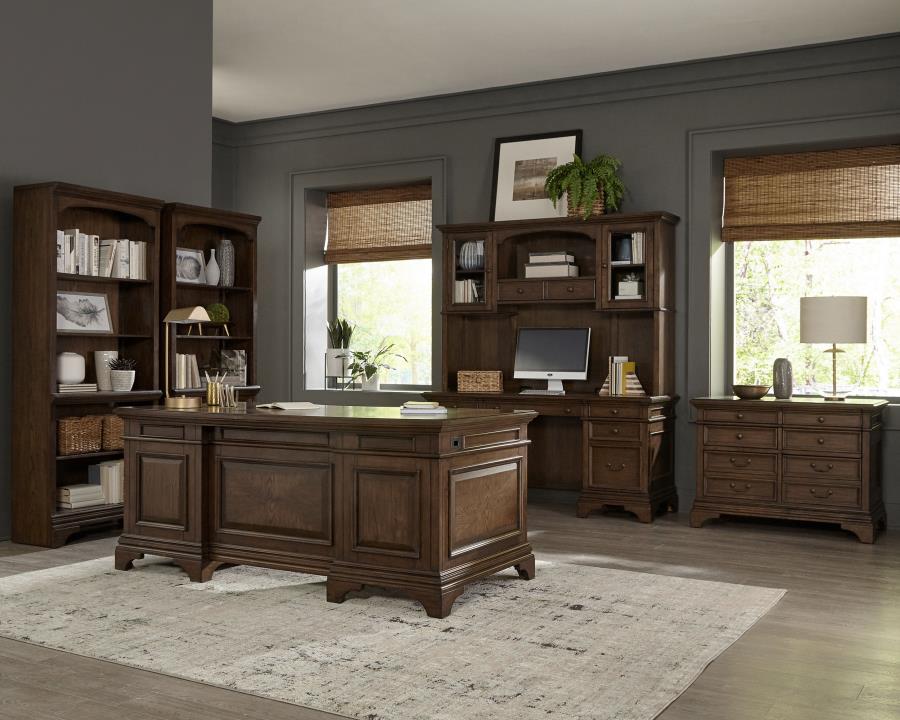 Hartshill Brown Credenza Desk W/ Hutch - MyWaynesHome #