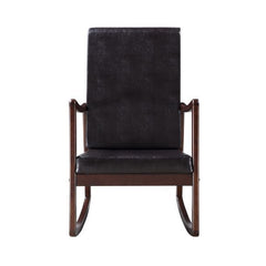 Raina - Rocking Chair - Dark Brown Synthetic Leather & Espresso