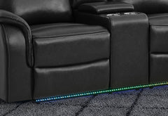 U1818 - Sectional With Pushback Chaise, Multi-Color LED And Immersive Sound - Charcoal / Dark Gray