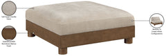 Turin - Chenille Fabric Upholstered Modular Ottoman - Taupe / Brown Walnut