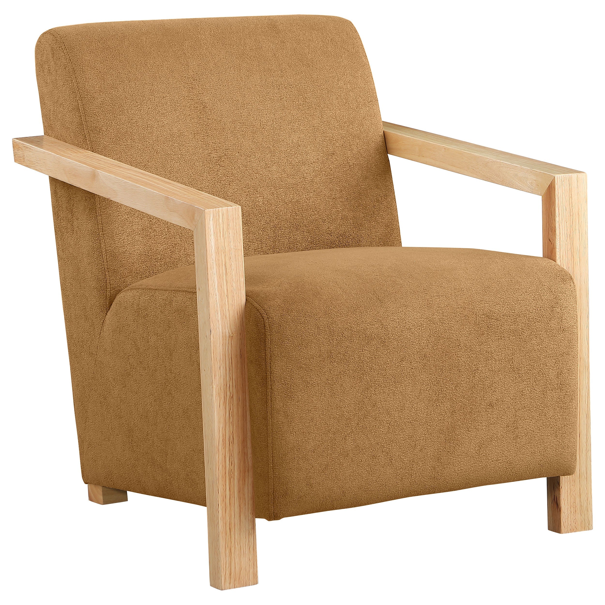 Diego Upholstered Accent Arm Chair With Wood Arms Honey - MyWaynesHome #