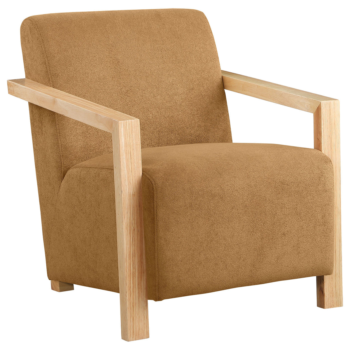 Diego Upholstered Accent Arm Chair With Wood Arms Honey - MyWaynesHome #