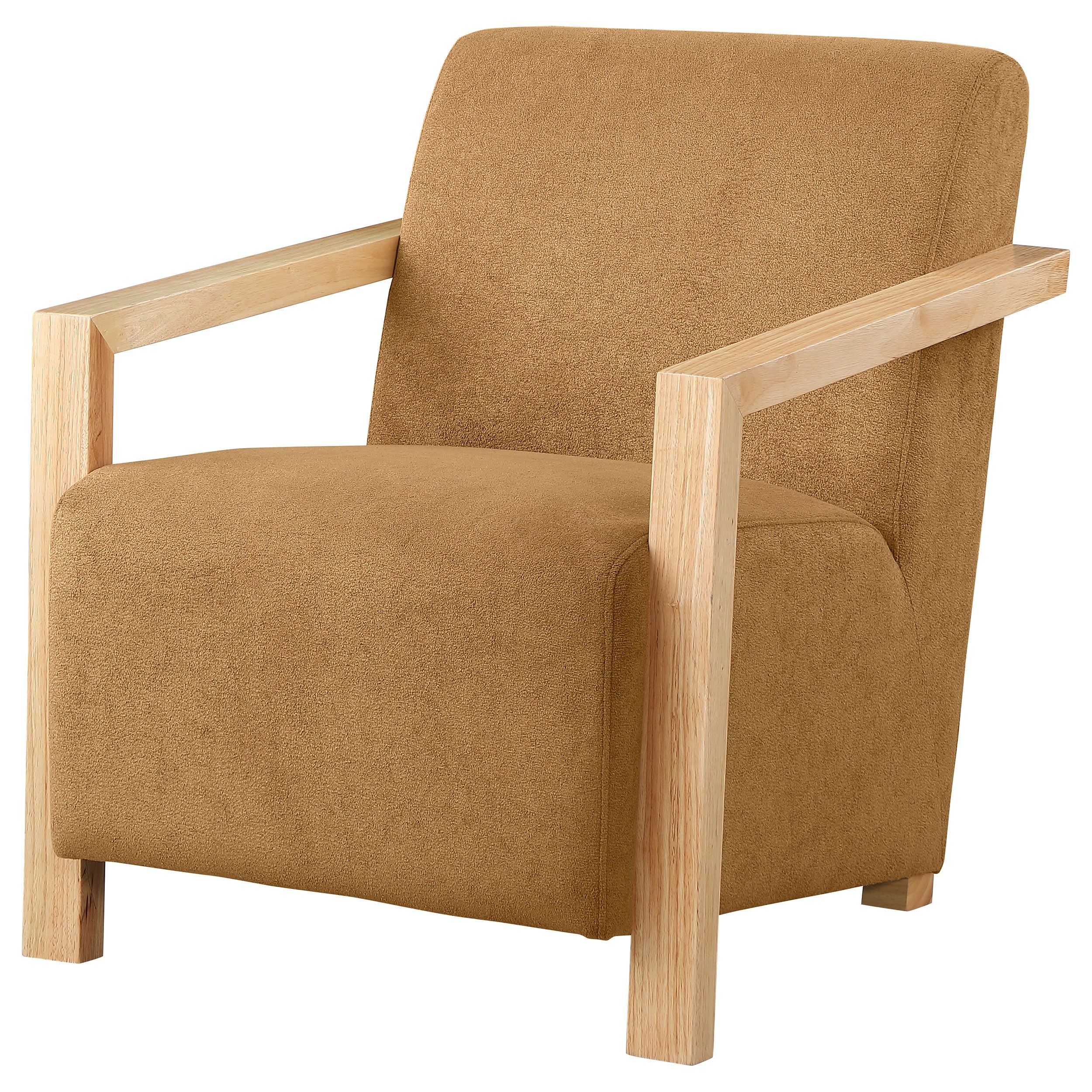 Diego Upholstered Accent Arm Chair With Wood Arms Honey - MyWaynesHome #