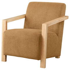 Diego Upholstered Accent Arm Chair With Wood Arms Honey - MyWaynesHome #