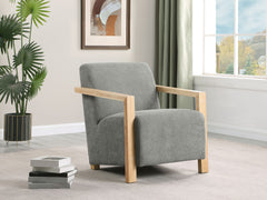Diego Upholstered Accent Arm Chair With Wood Arms Grey - MyWaynesHome #