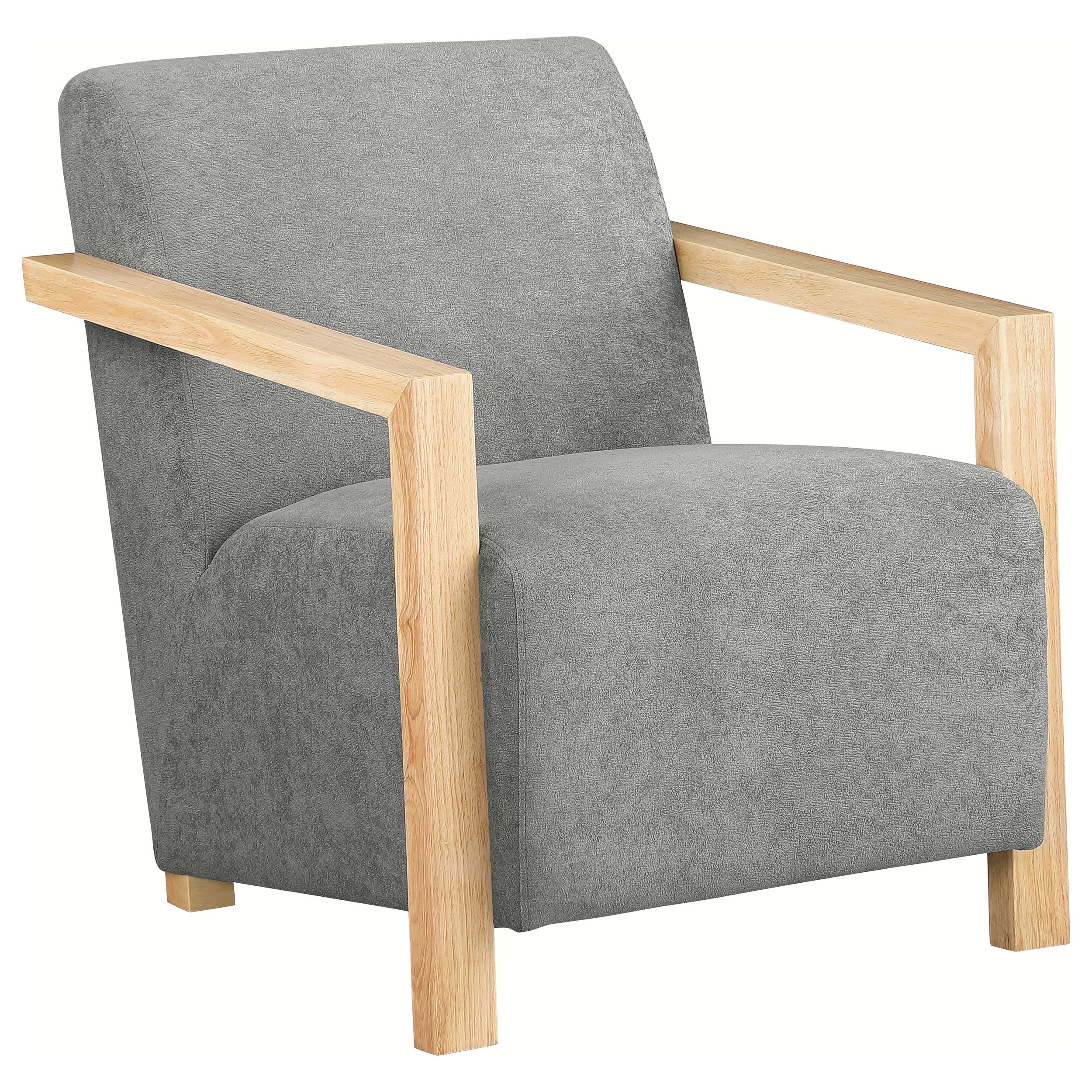 Diego Upholstered Accent Arm Chair With Wood Arms Grey - MyWaynesHome #