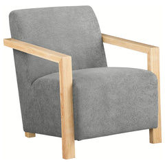Diego Upholstered Accent Arm Chair With Wood Arms Grey - MyWaynesHome #