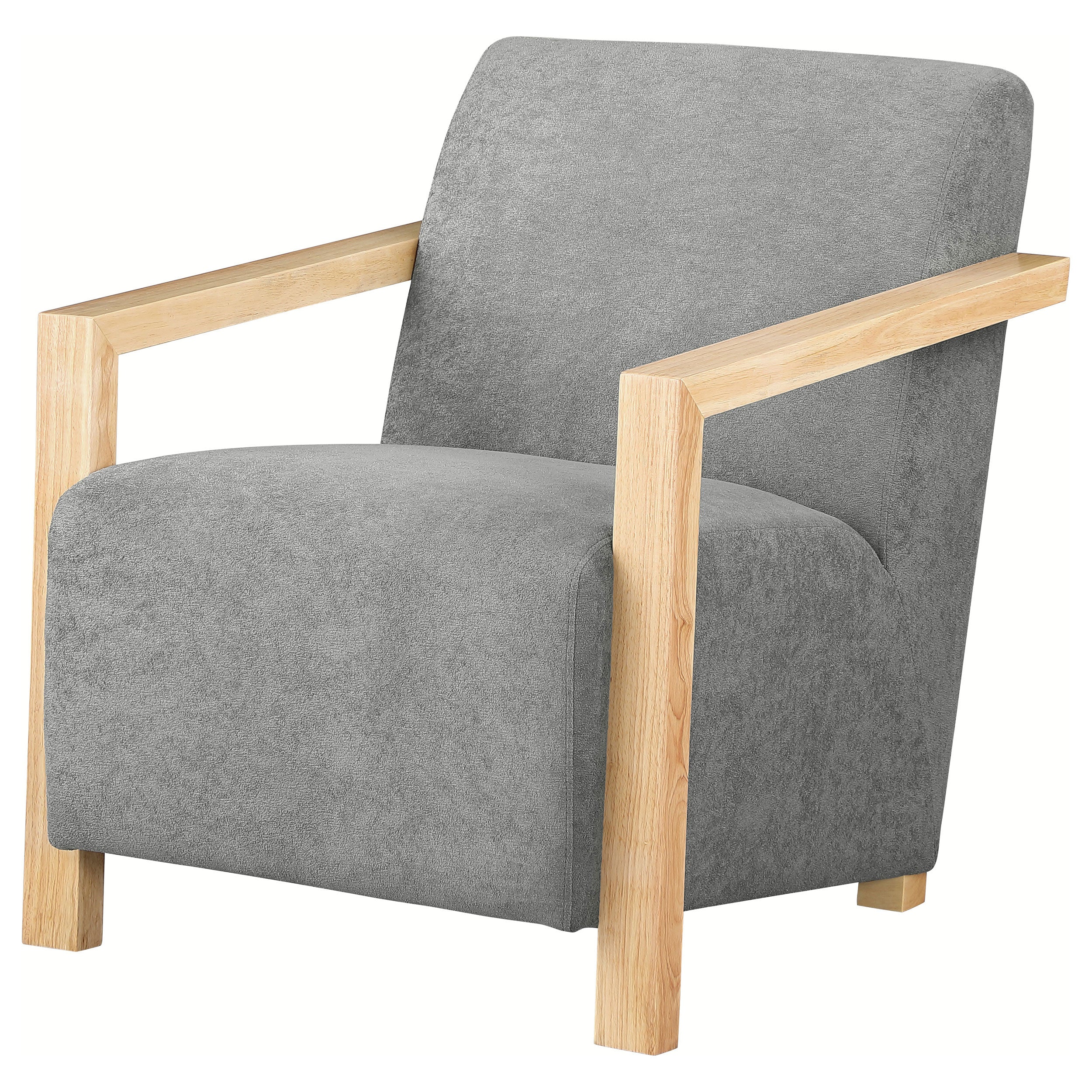 Diego Upholstered Accent Arm Chair With Wood Arms Grey - MyWaynesHome #