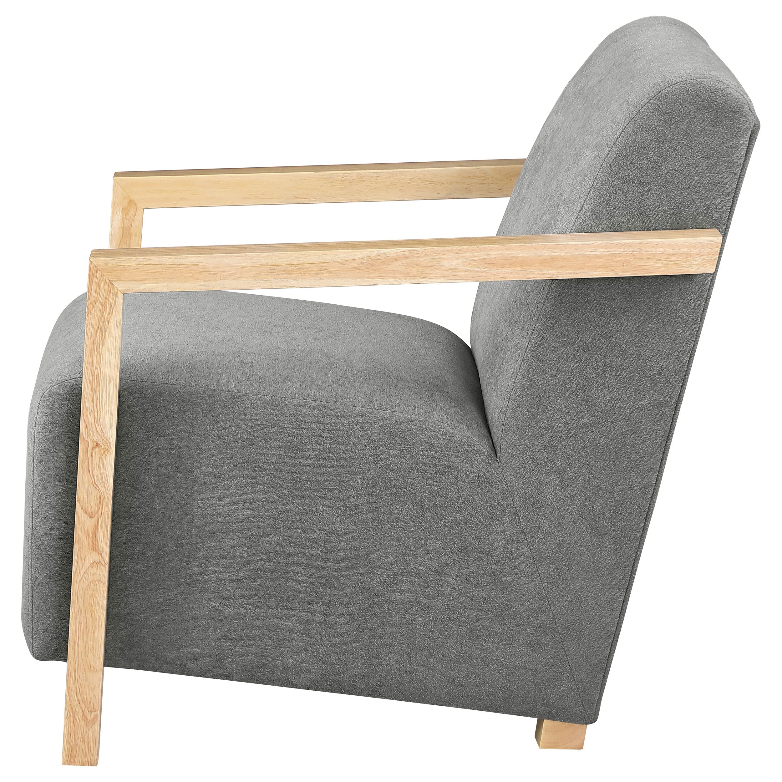 Diego Upholstered Accent Arm Chair With Wood Arms Grey - MyWaynesHome #