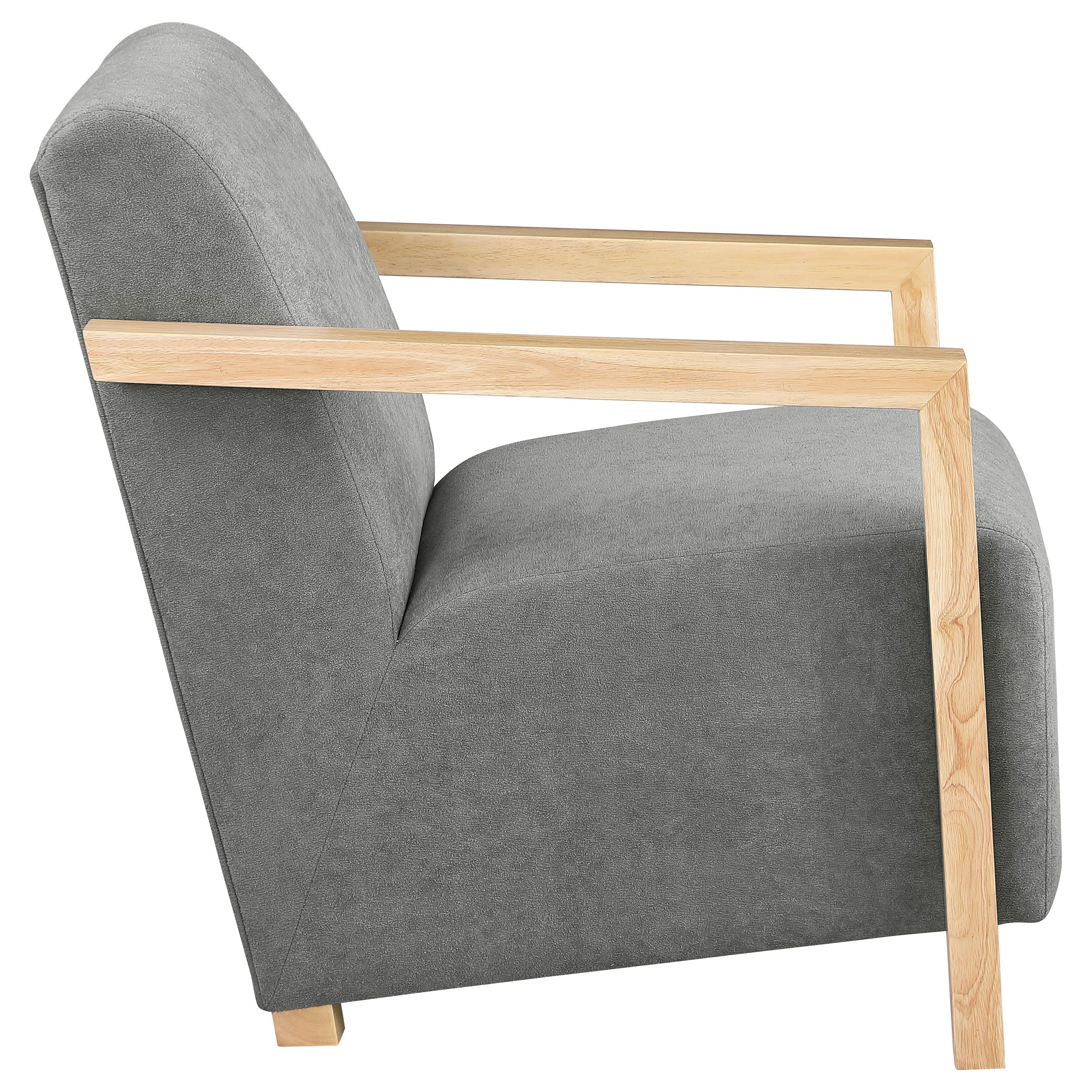 Diego Upholstered Accent Arm Chair With Wood Arms Grey - MyWaynesHome #