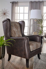 Elmbrook Upholstered Wingback Accent Club Chair Brown - MyWaynesHome #