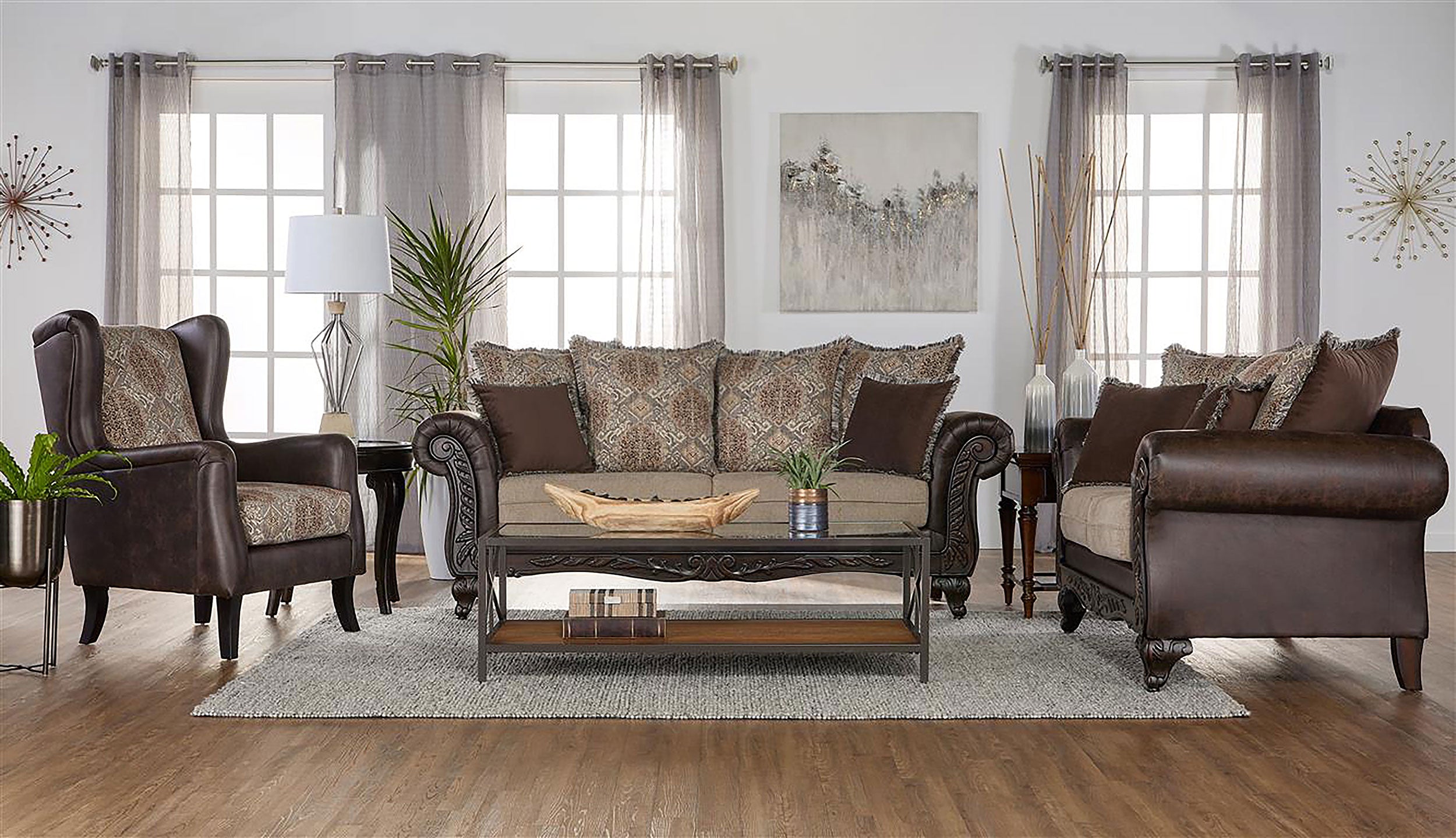 Elmbrook Upholstered Wingback Accent Club Chair Brown - MyWaynesHome #