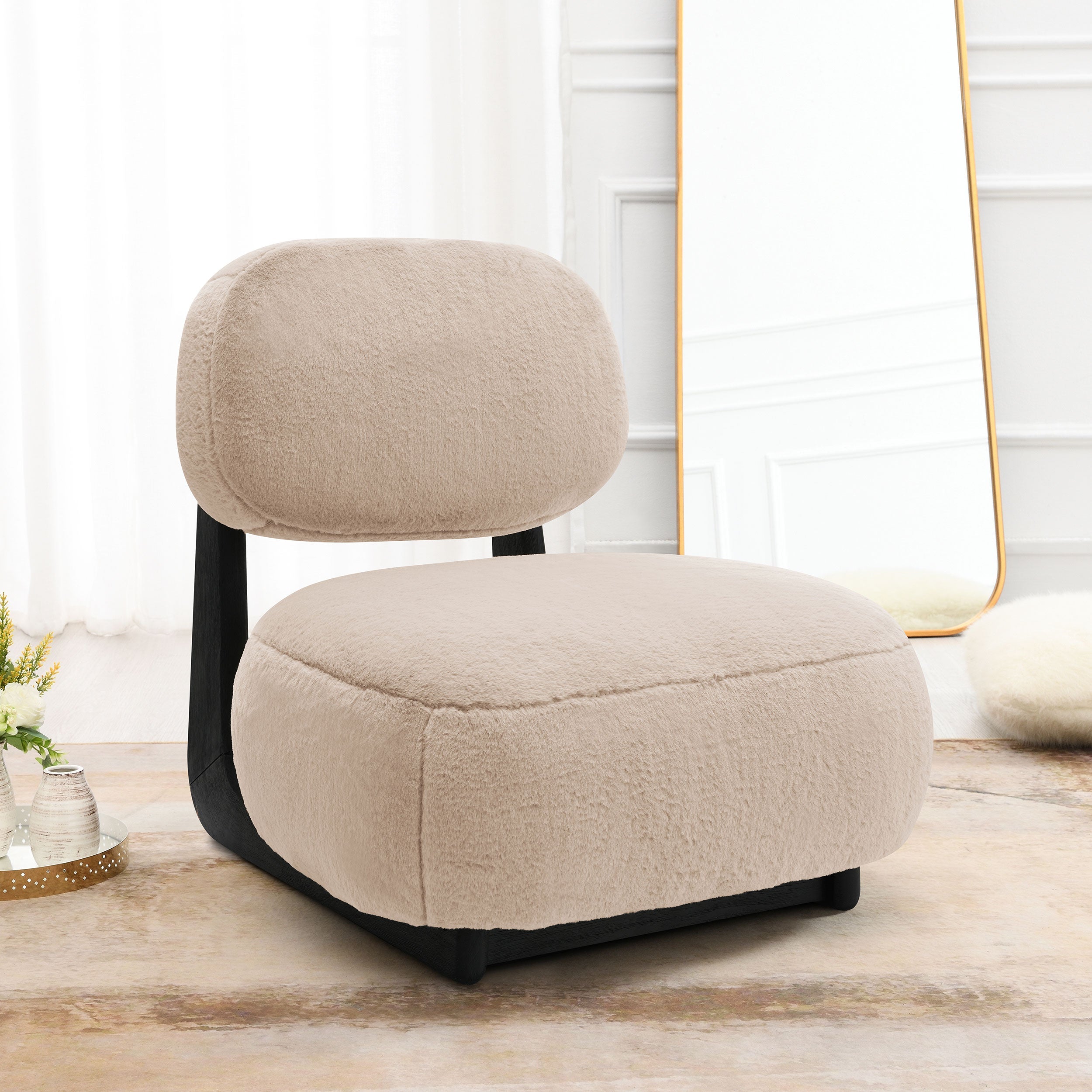 Duffie Upholstered Armless Accent Chair Camel - MyWaynesHome #