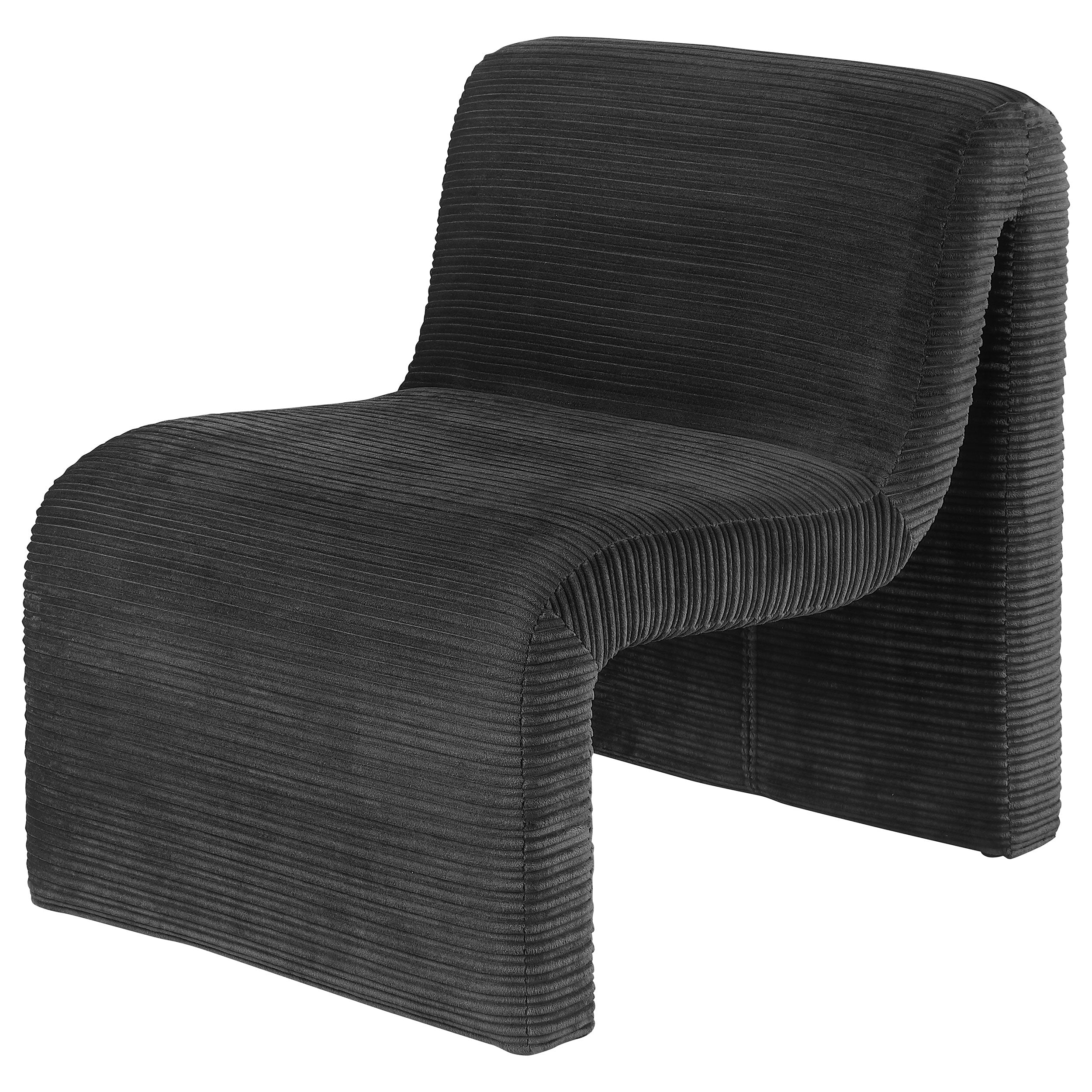 Drayton Upholstered Curved Armless Accent Chair Black - MyWaynesHome #
