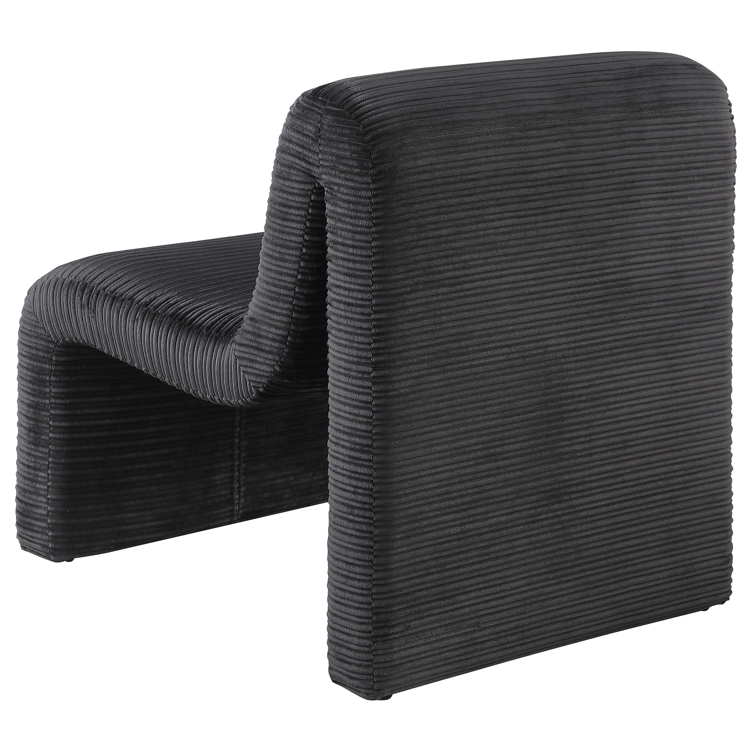 Drayton Upholstered Curved Armless Accent Chair Black - MyWaynesHome #
