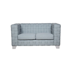 Saree - Loveseat - Light Teal Chenille & White