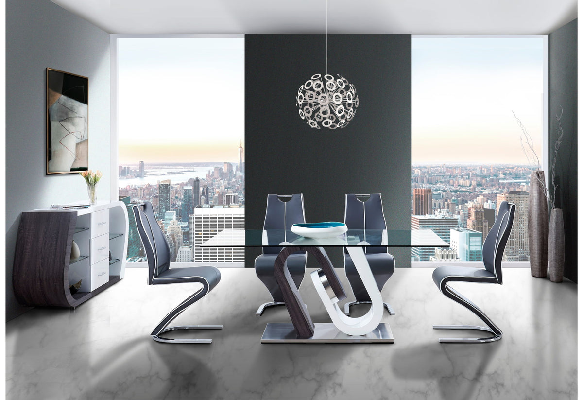 D4127N - 5 Piece Dining Room Set (Dining Table With 4 Dining Chairs) - Silver