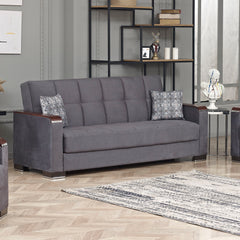 Ottomanson Armada X - Upholstered Convertible Wood Trimmed Sofabed With Storage - Microfiber