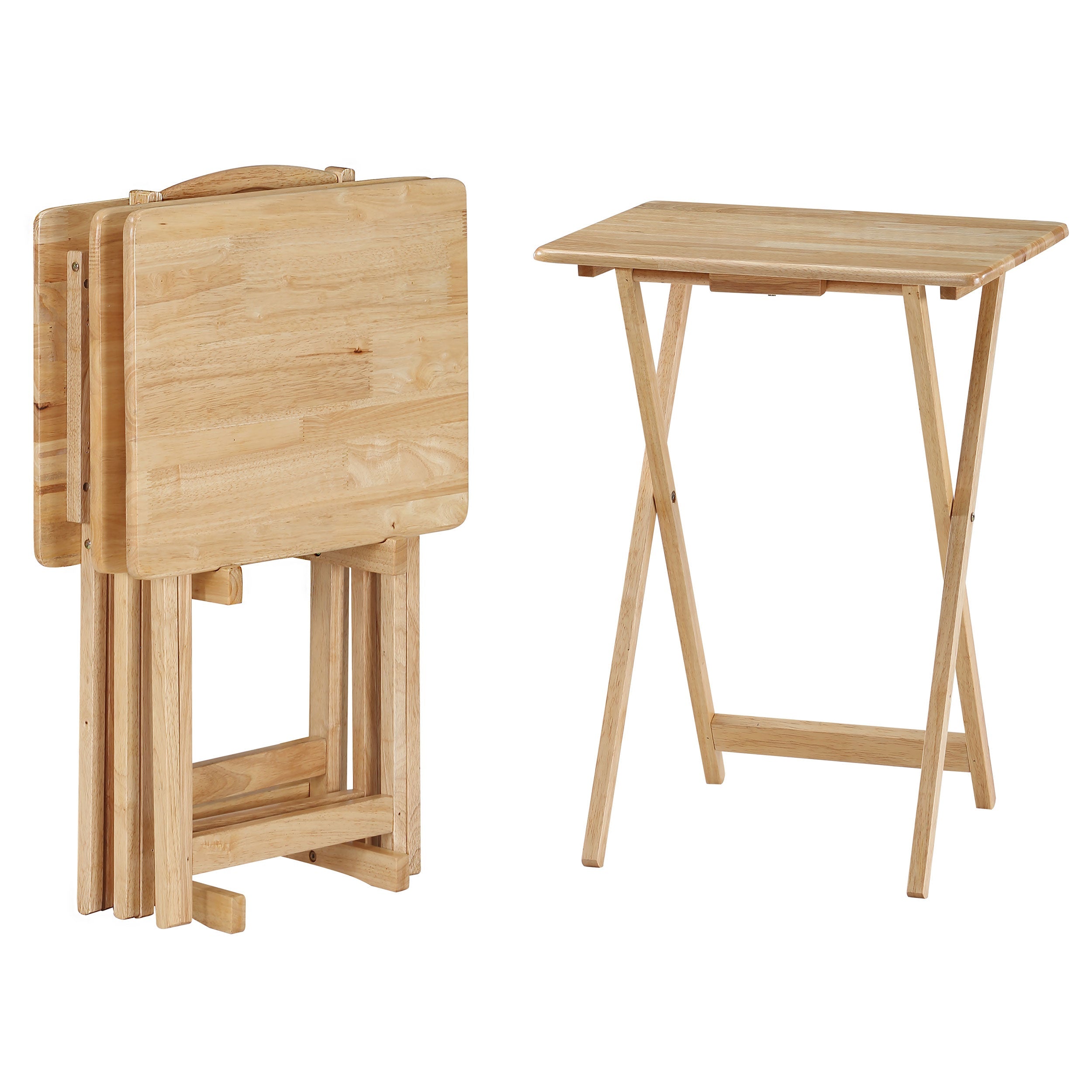 Donna 4-piece Tv Tray Table Set With Stand Natural - MyWaynesHome #