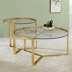 Delia Gold 2 Pc Nesting Coffee Table - MyWaynesHome #