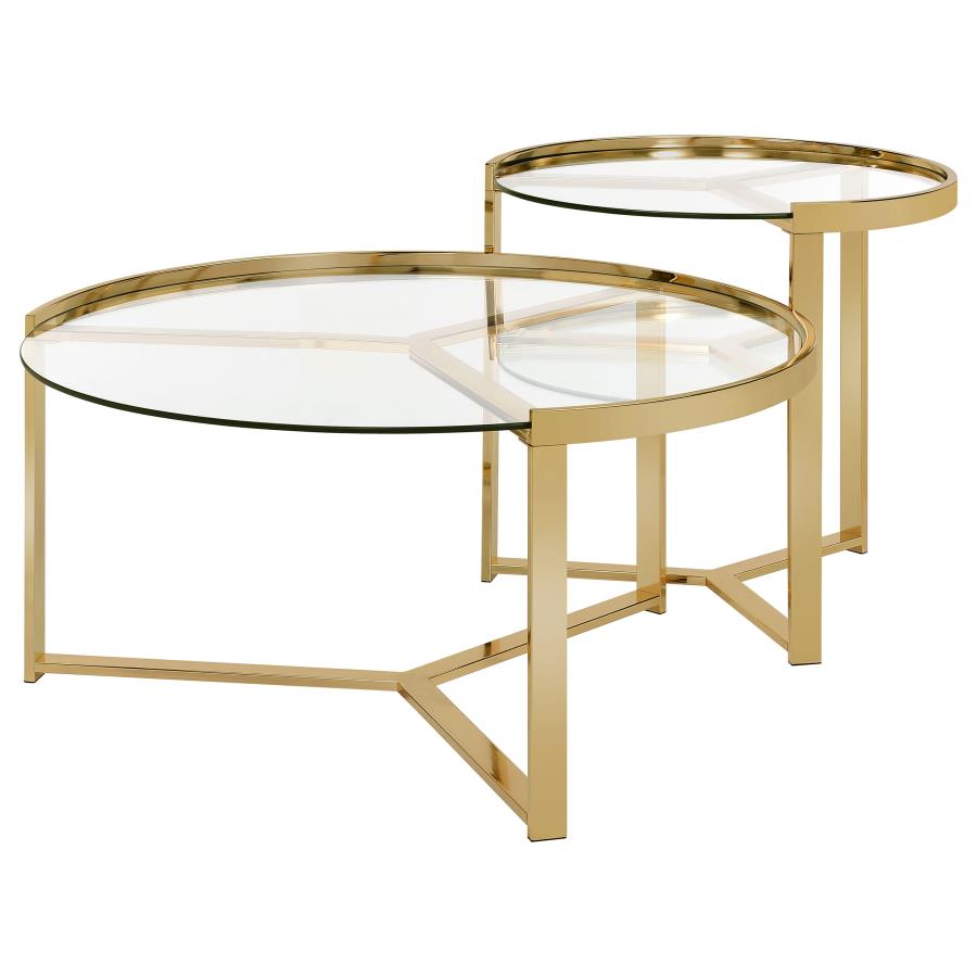 Delia Gold 2 Pc Nesting Coffee Table - MyWaynesHome #