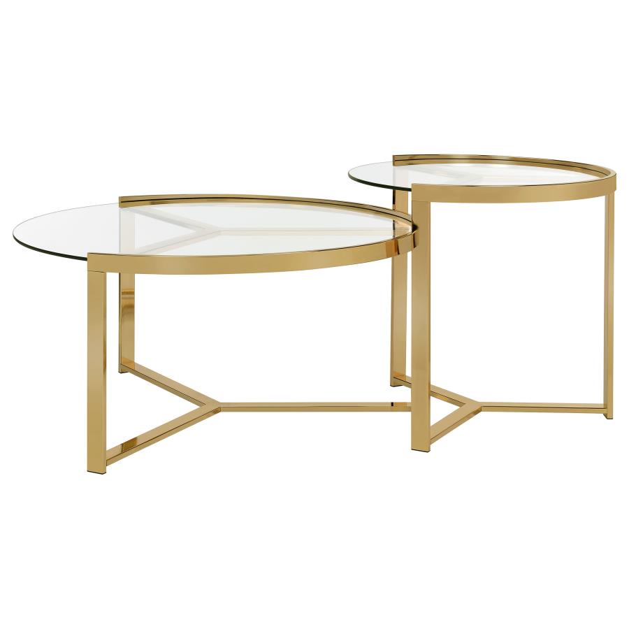 Delia Gold 2 Pc Nesting Coffee Table - MyWaynesHome #