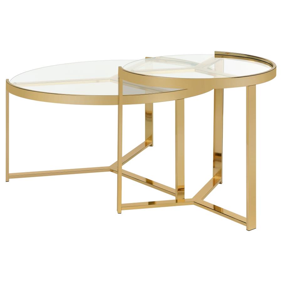 Delia Gold 2 Pc Nesting Coffee Table - MyWaynesHome #