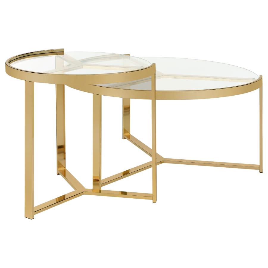Delia Gold 2 Pc Nesting Coffee Table - MyWaynesHome #