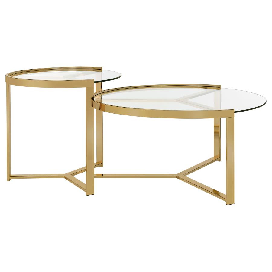 Delia Gold 2 Pc Nesting Coffee Table - MyWaynesHome #