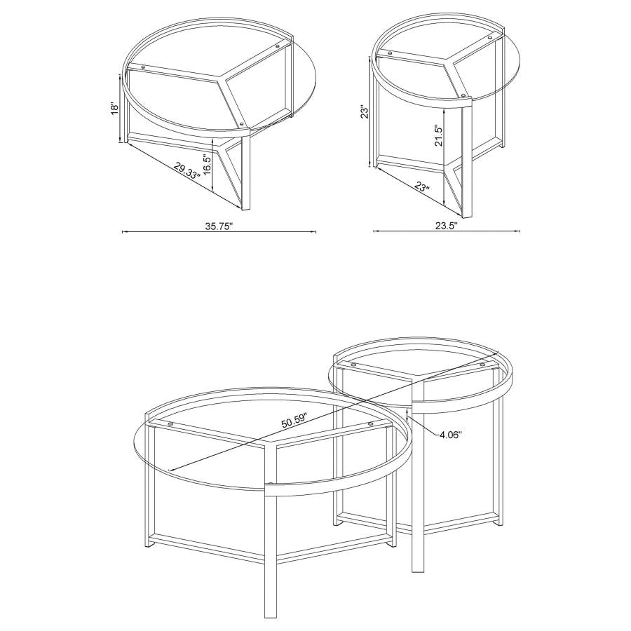 Delia Gold 2 Pc Nesting Coffee Table - MyWaynesHome #