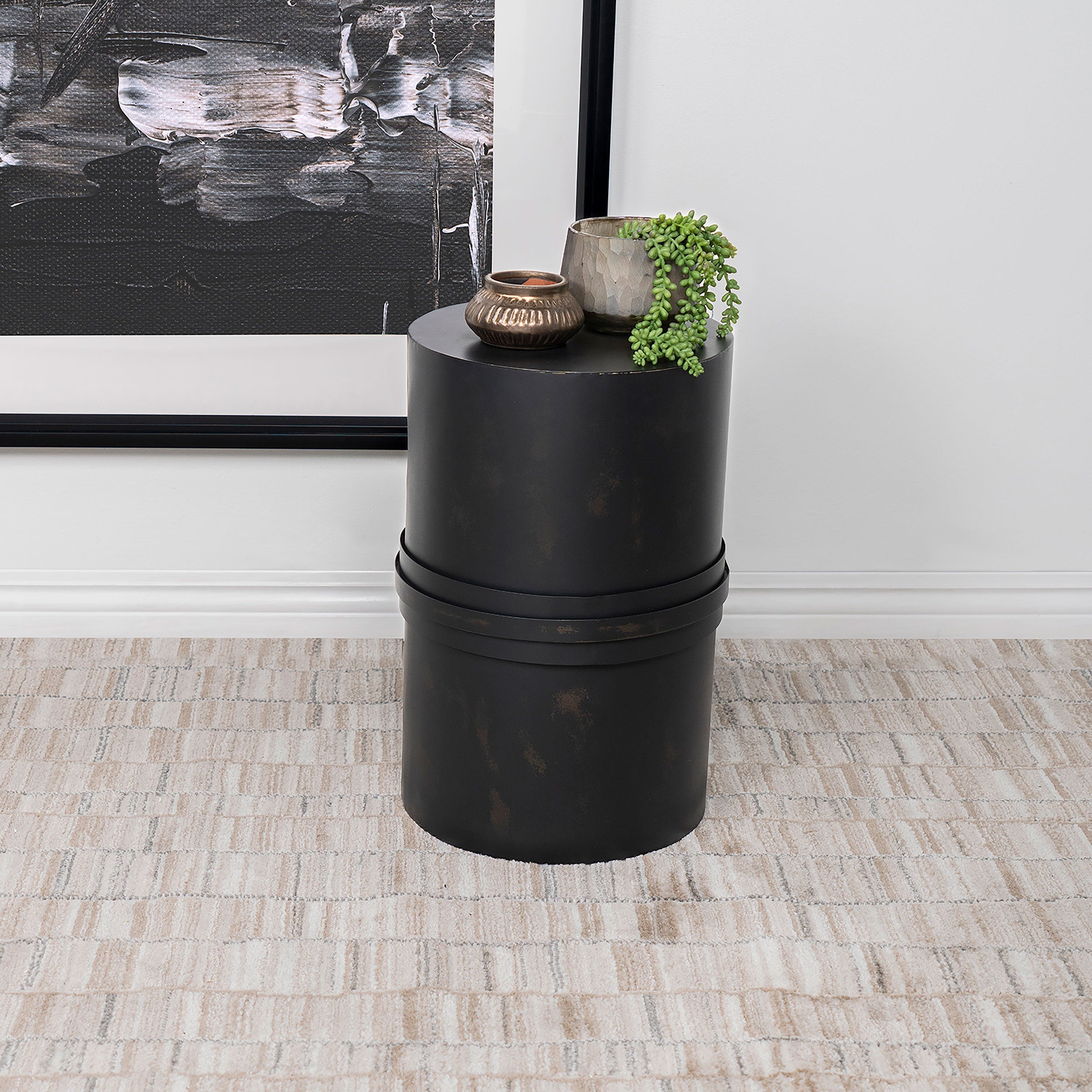 Bryce Round Metal Accent Side Table Rustic Black - MyWaynesHome #