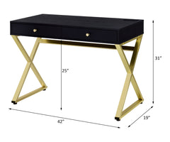 Coleen - Writing Desk With USB (Same Ac00894) - Black & Brass