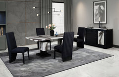 D12 - 5 Piece Dining Room Set (Dining Table And 4 Dining Chairs) - Black / White