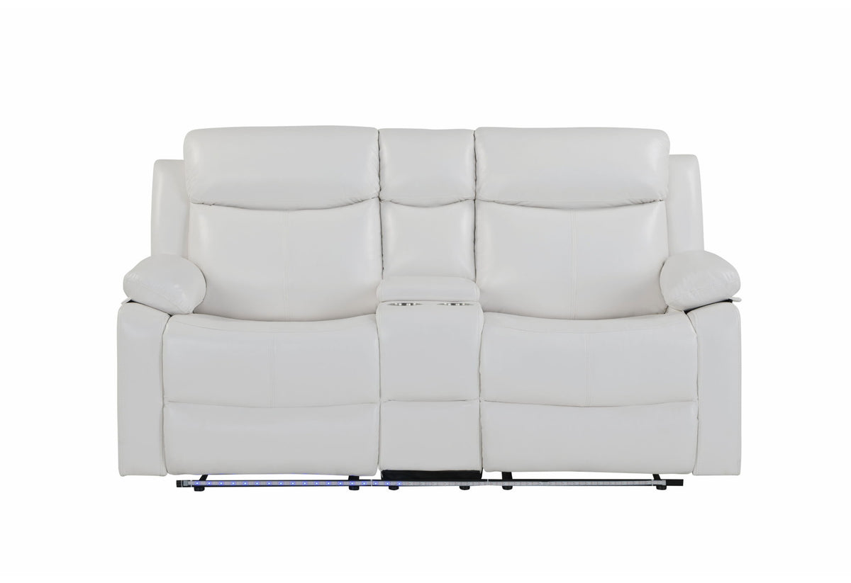 U6026 - Console Reclining Loveseat With LED - White