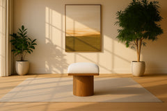 Pavilion - Bench Ottoman With Brown Base - Cream
