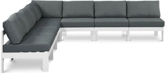 Nizuc - Outdoor Patio 7 Piece Modular Sectional With White Frame