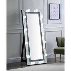 Noralie - 63" X 26" Floor Mirror - Mirrored & Faux Diamonds