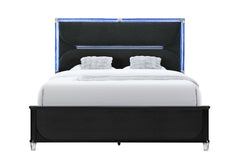 Lando - Queen Bed With Continuous LED - Black