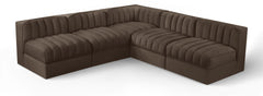 Rummi - Armless Velvet Performance Fabric Upholstered 5 Piece Modular Sectional