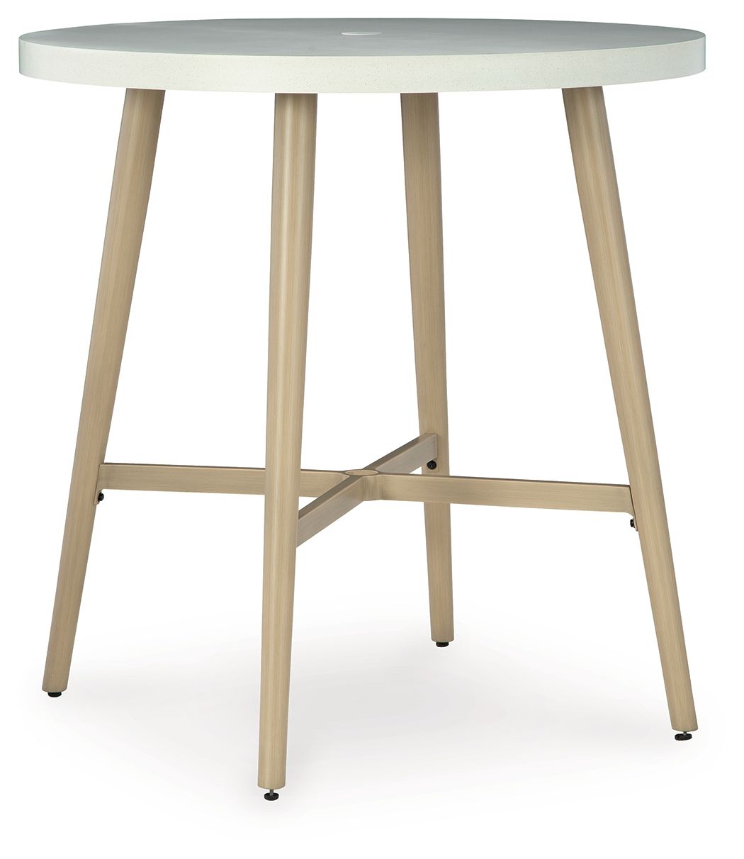Seton Creek - Round Bar Table With Umbrella Option - Beige
