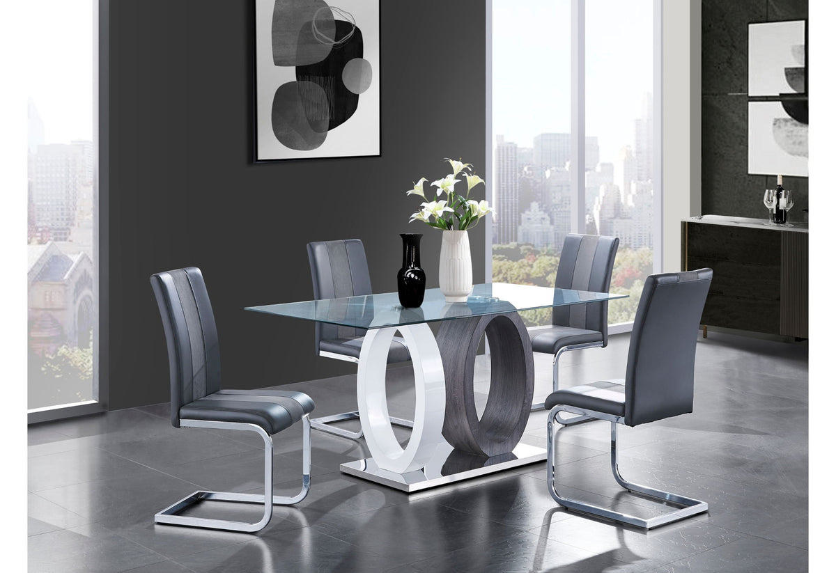 D1628 - 7 Piece Dining Room Set (Dining Table And 6 Dinning Chairs) - Grey