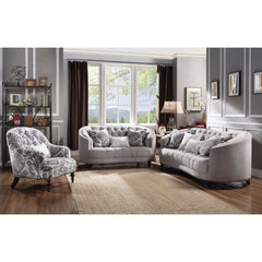 Saira - Loveseat With 3 Pillows - Light Gray Fabric