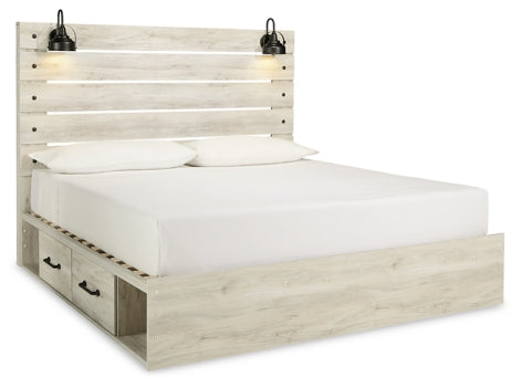 Cambeck Queen Panel Bed with 4 Storage Drawers with Mirrored Dresser, Chest and Nightstand - MyWaynesHome #