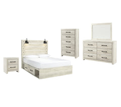 Cambeck Queen Panel Bed with 4 Storage Drawers with Mirrored Dresser, Chest and Nightstand - MyWaynesHome #