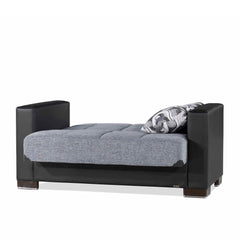 Ottomanson Armada - Upholstered Convertible Loveseat With Storage - Gray/Black PU Polyester