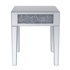 Noralie - 20" End Table - Mirrored & Faux Diamonds