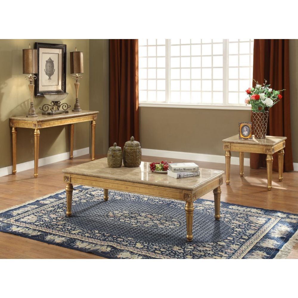 Daesha - Coffee Table - Marble Top & Antique Gold