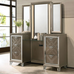 Skylar - Vanity Desk & Mirror - Dark Champagne