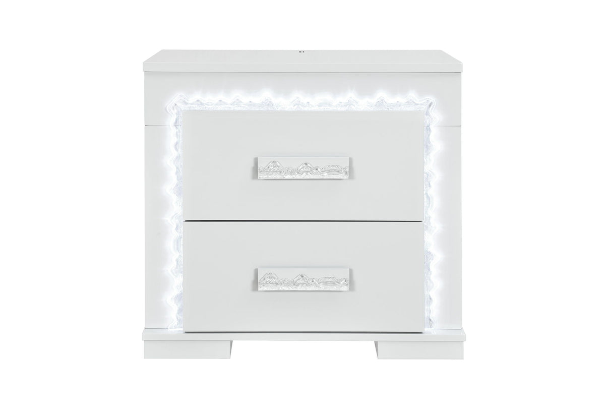 Naomi - Nightstand With LED - Silver