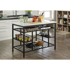 Lanzo - Kitchen Island - Marble Top & Gunmetal